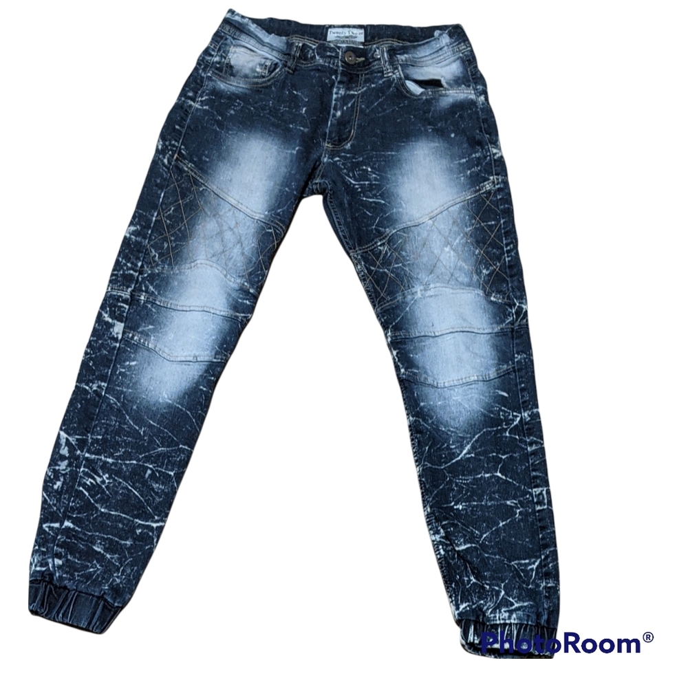 Twenty two oz stone washed distressed destroyed indigo joggers men's 31 * 30